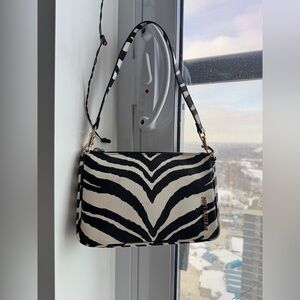 Zebra Print Shoulder Bag - Black & White